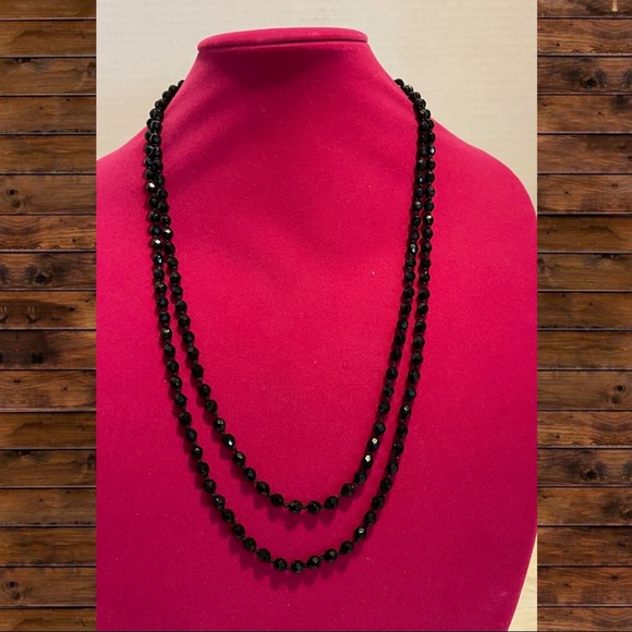 AUSTRALIA BLACK CRYSTAL LONG NECKLACE - Picture 1 of 4